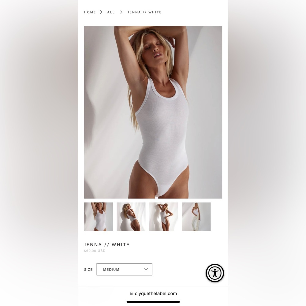 Clyque Jenna White Bodysuit